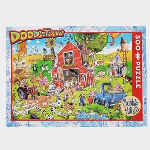 Cobble Hill DoodleTown Farmyard Folly 500 Piece Jigsaw Puzzle Dave Whamond Farm
